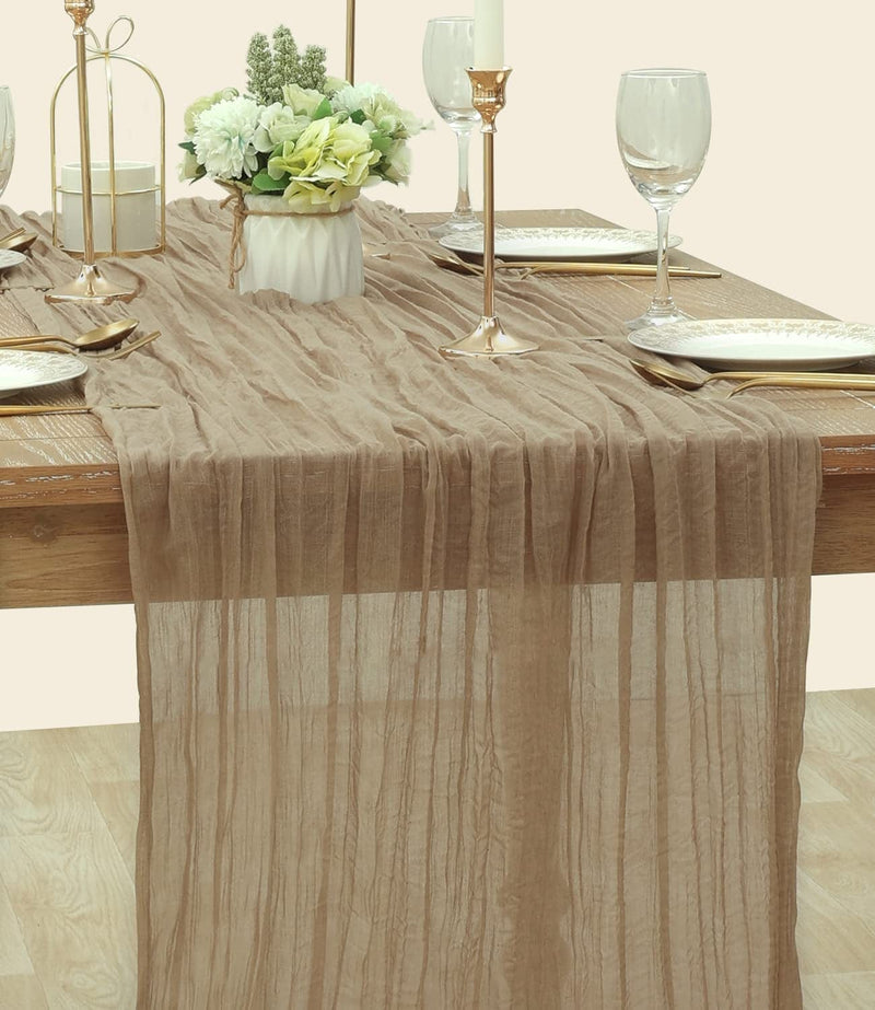 Socomi Cheesecloth Table Runner 10Ft Gauze Tablecloth Boho Rustic Nude Cheese Cloth Table Runner for Wedding Bridal Shower Easter Decoration