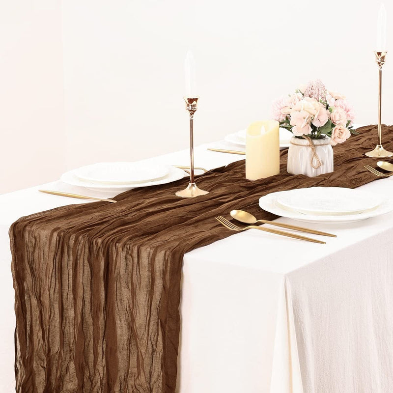 Socomi Cheesecloth Table Runner 10Ft Gauze Tablecloth Boho Rustic Nude Cheese Cloth Table Runner for Wedding Bridal Shower Easter Decoration Home & Garden > Decor > Seasonal & Holiday Decorations Socomi Brown 10ft 