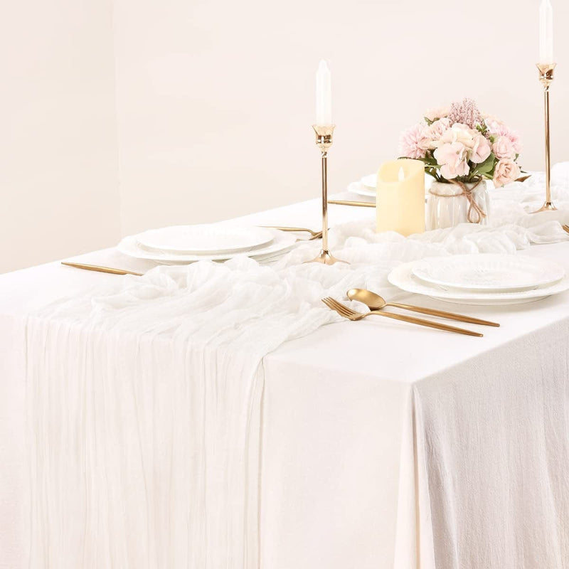 Socomi Cheesecloth Table Runner 10Ft Gauze Tablecloth Boho Rustic Nude Cheese Cloth Table Runner for Wedding Bridal Shower Easter Decoration Home & Garden > Decor > Seasonal & Holiday Decorations Socomi Ivory 14ft 