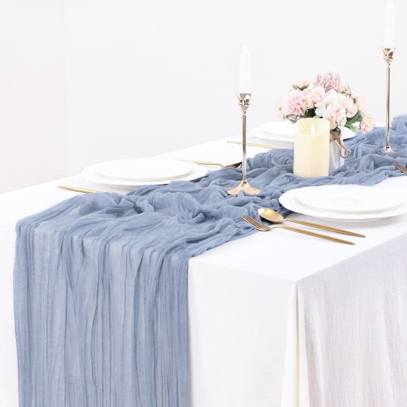 Socomi Cheesecloth Table Runner 10Ft Gauze Tablecloth Boho Rustic Nude Cheese Cloth Table Runner for Wedding Bridal Shower Easter Decoration Home & Garden > Decor > Seasonal & Holiday Decorations Socomi Dusty Blue 10ft 