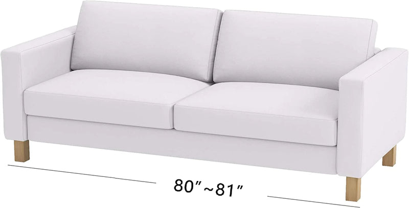 Sofa Cover Only! the Durable Fabric Karlstad Three Seat (Not Loveseat !) Sofa Cover (Width: 205CM) Replacement Compatible for Ikea Karlstad 3 Seater Slipcover (Flax Polyester Pure White)