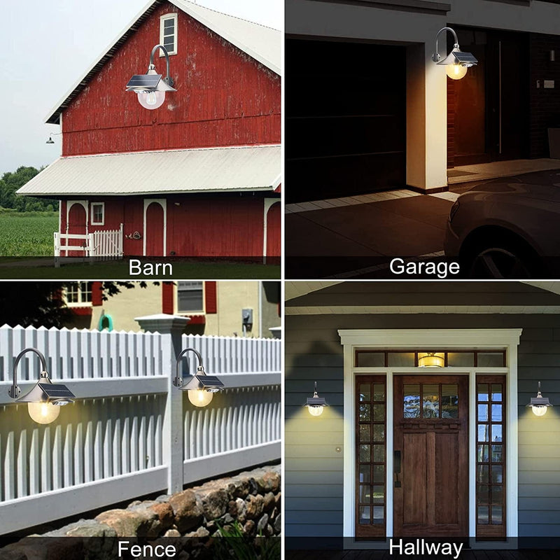 Solar Barn Light Outdoor with 3 Lighting Modes & Motion Sensor, Dusk to Dawn Rustic Vintage Solar Wall Light, Warm White, outside Waterproof Solar Porch Lantern Sconce for Barn Garage Patio Farm Shed