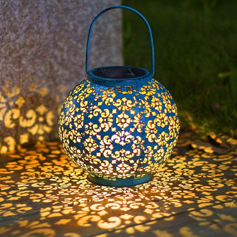 Solar Big Lantern Hanging Garden Outdoor Lights Metal Waterproof LED Table Lamp Decorative Home & Garden > Lighting > Lamps Homeimpro Blue  