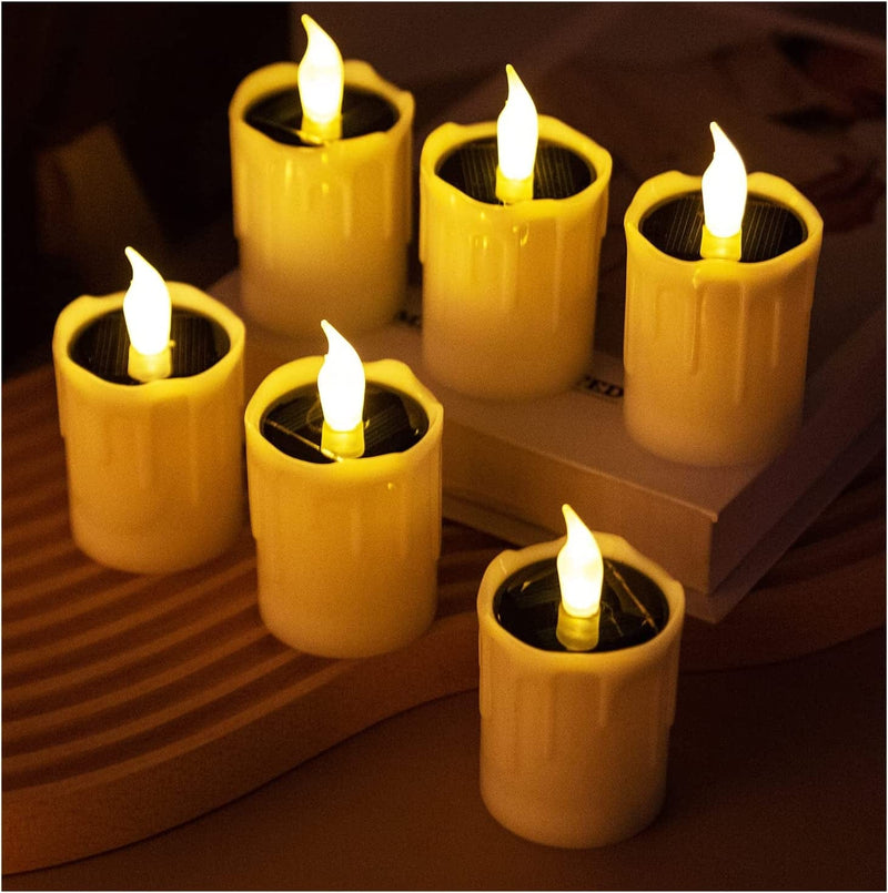 Solar Candle Lights ,Flameless Candle Lights,Solar Rechargeable Tea Wax Lamp,6 Flameless Candle Light, Suitable for Wedding, Valentine'S Day, Halloween, Christmas, Garden Decoration, Etc. (Yellow) Home & Garden > Lighting > Lamps Xinrui Electronic Products Co., LTD Yellow  