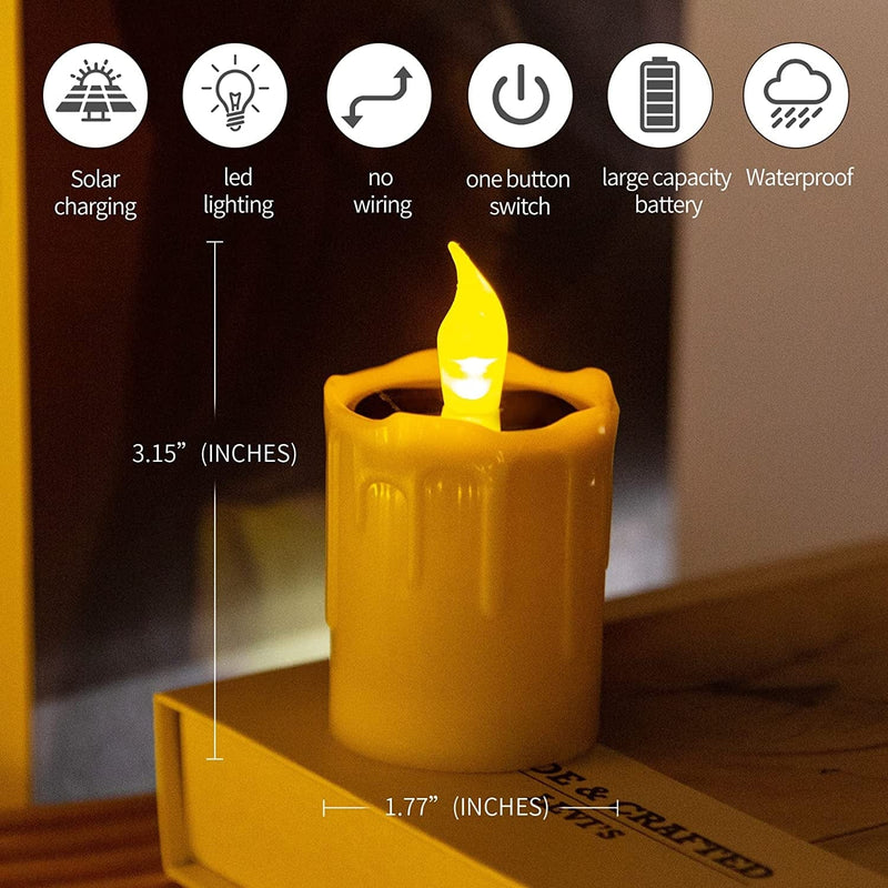 Solar Candle Lights ,Flameless Candle Lights,Solar Rechargeable Tea Wax Lamp,6 Flameless Candle Light, Suitable for Wedding, Valentine'S Day, Halloween, Christmas, Garden Decoration, Etc. (Yellow) Home & Garden > Lighting > Lamps Xinrui Electronic Products Co., LTD   