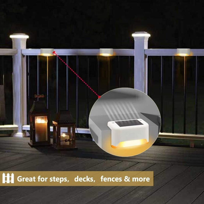 Solar Deck Lights 16 Pcs, Solar Step Lights Outdoor Waterproof Led Solar Fence Lamp for Patio, Stairs,Garden Pathway, Step and Fences(Warm White)