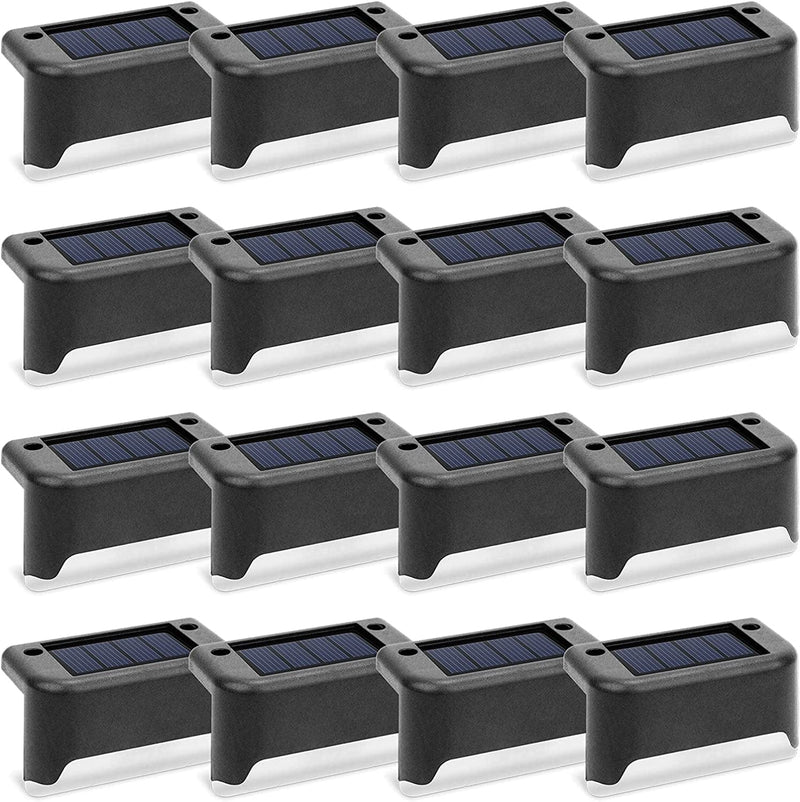 Solar Deck Lights 16 Pcs, Solar Step Lights Outdoor Waterproof Led Solar Fence Lamp for Patio, Stairs,Garden Pathway, Step and Fences(Warm White) Home & Garden > Lighting > Lamps APONUO Black  