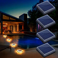 Solar Deck Lights, Driveway Walkway Dock Light Solar Powered Outdoor Stair Step Pathway LED Lamp for Backyard Patio Garden Ground, Auto On/Off - Warm White - Square - 4 Pack Home & Garden > Lighting > Lamps BarcoLE Warm White - Square - 4 Pack  