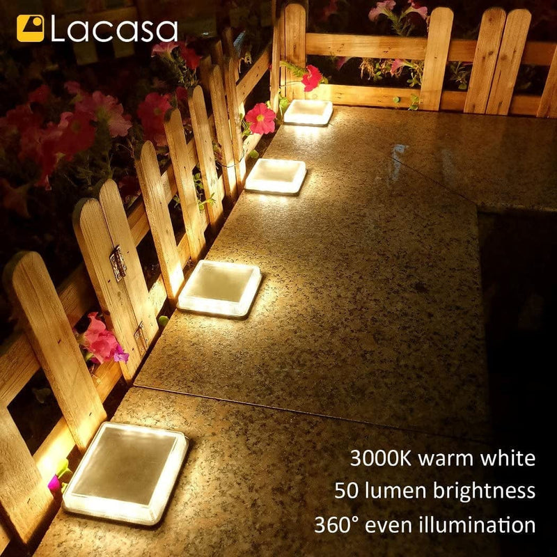 Solar Deck Lights, Driveway Walkway Dock Light Solar Powered Outdoor Stair Step Pathway LED Lamp for Backyard Patio Garden Ground, Auto On/Off - Warm White - Square - 4 Pack Home & Garden > Lighting > Lamps BarcoLE   