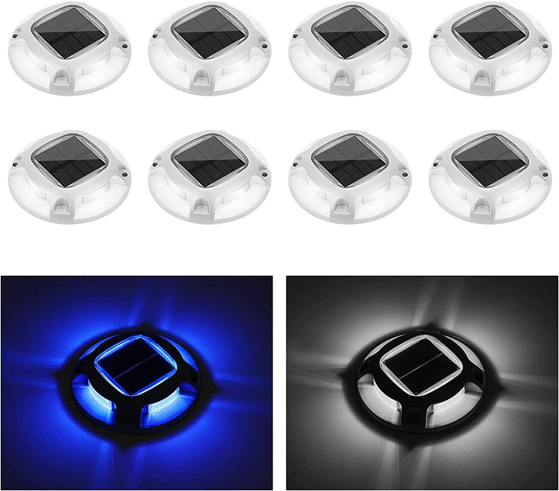 Solar Deck Lights Outdoor Waterproof,Aponuo Driveway Lights 3000K Led Solar Powered 6 Leds Outdoor Solar Dock Deck Lights for Marine Dock Stairs Driveways (Warm White) Home & Garden > Pool & Spa > Pool & Spa Accessories APONUO Cool White/Blue 8pack 