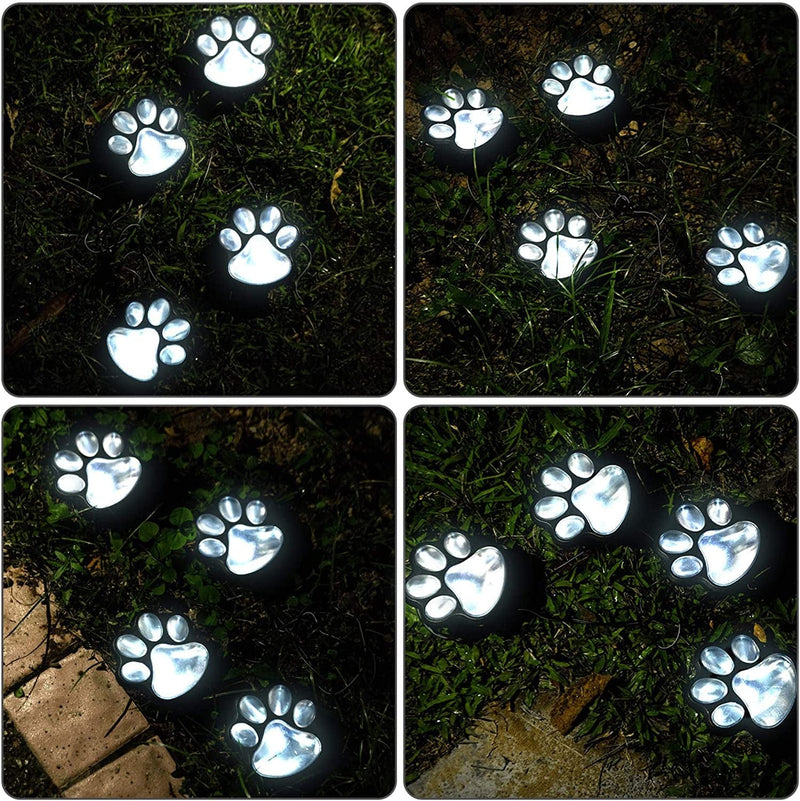 Solar Dog Cat Animal Paw Print Lights, LED Solar Garden Path Lawn Yard Decor Lamp, Cat, Puppy Animal Garden Lights Paw Lamp for Pathway, Outdoor Decorations-Solar Paw(Cold White) Home & Garden > Lighting > Lamps LINKPAL   