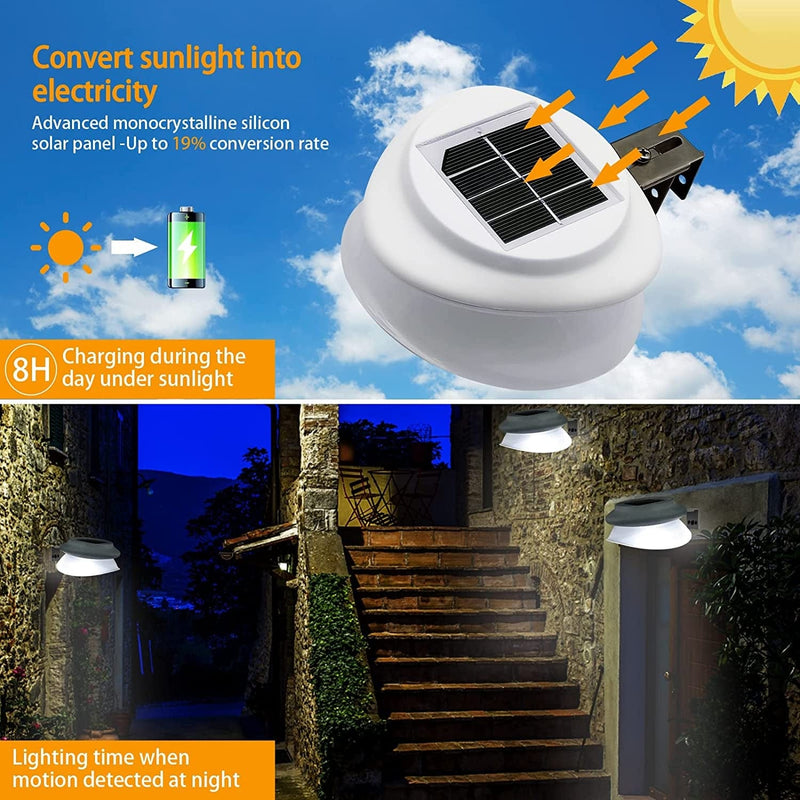 Solar Fence Lights, Bright 9 Leds Solar Gutter Garden Outdoor Lights Pack of 4 White Waterproof Security Lamp for Garden Fence Wall Pathway (4 Pack) Home & Garden > Lighting > Lamps VEEKI   