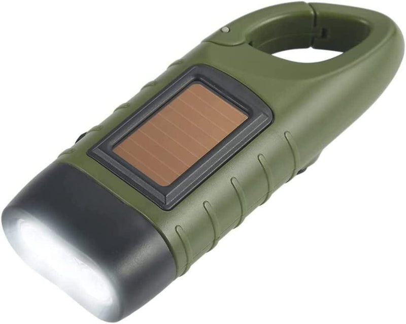Solar Flashlight Hand Crank, Outdoor Flashlight Survival LED Green Rechargeable Flashlight for Hiking Camping Standard Torches Green Hardware > Tools > Flashlights & Headlamps > Flashlights Jorzer   