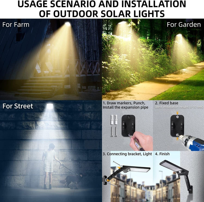 Solar Flood Lights Outdoor Wireless Waterproof 48 Led Lamp Security Motion Sensor Solar Light Luces Solares with 3 Modes for Deck Fence Patio Front Door Gutter Yard Shed Path(2 Pack) Home & Garden > Lighting > Lamps GUYIS   