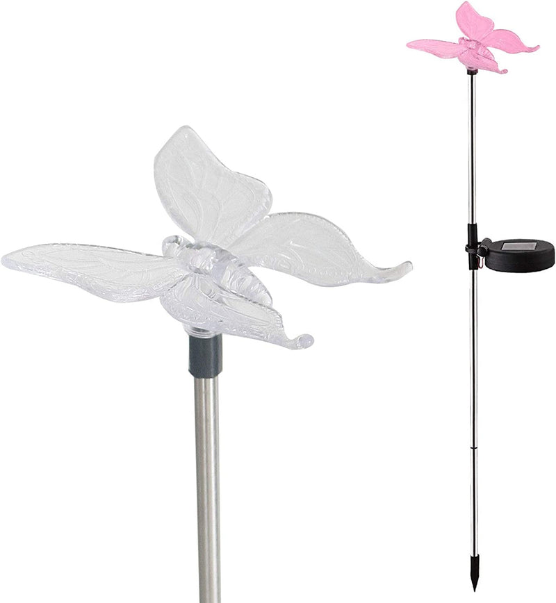 Solar Garden Stake Waterproof Outdoor Light with Vivid Color Charging Figurine –Butterfly LED Garden Landscape Lawn Lamp for Flower Beds Backyards Decoration, 1Pack