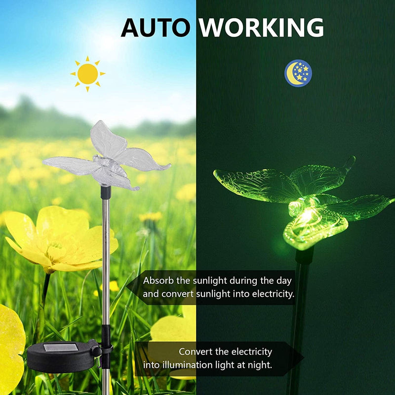Solar Garden Stake Waterproof Outdoor Light with Vivid Color Charging Figurine –Butterfly LED Garden Landscape Lawn Lamp for Flower Beds Backyards Decoration, 1Pack Home & Garden > Lighting > Lamps Jingtech   