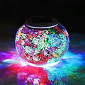 Solar Glass Ball Table Light Color Changing Solar Powered Mosaic Crackle Glass Table Lamps Waterproof LED Night Light for Bedroom Yard Patio Halloween Christmas Decorations (Crackle Glass, White) Home & Garden > Lighting > Lamps SmilingTown Multicolor Crackle Glass 