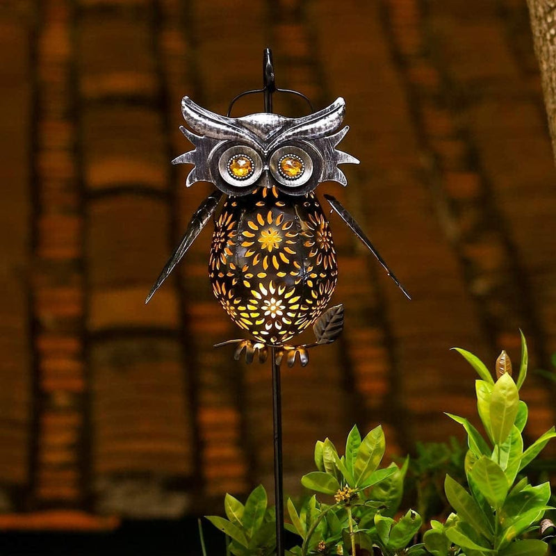 Solar Lanterns Outdoor Hanging,Owl Rustic LED Gold Table Lamps Waterproof with Handle for Garden Yard Pathway Home & Garden > Lighting > Lamps Ydecor   