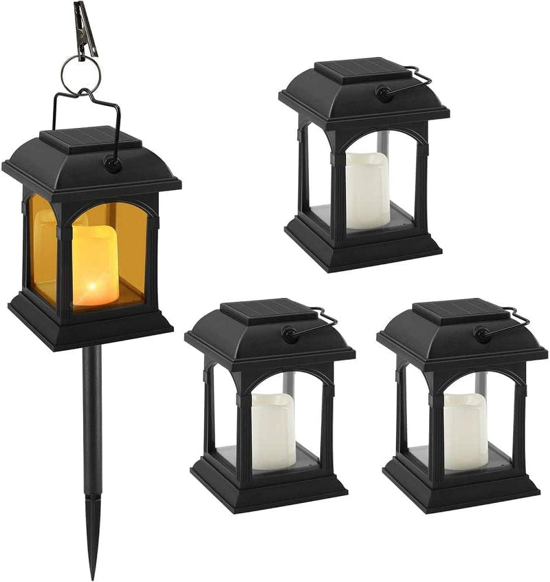 Solar Lanterns Outdoor Hanging Solar Lights, ANDEFINE Decorative Solar Lawn Lamp Flickering Candle Effect Light with Stake for Garden/Patio/Yard/Table/Umbrella/Landscape (4 Pack) Home & Garden > Lighting > Lamps ANDEFINE 4 Pack  