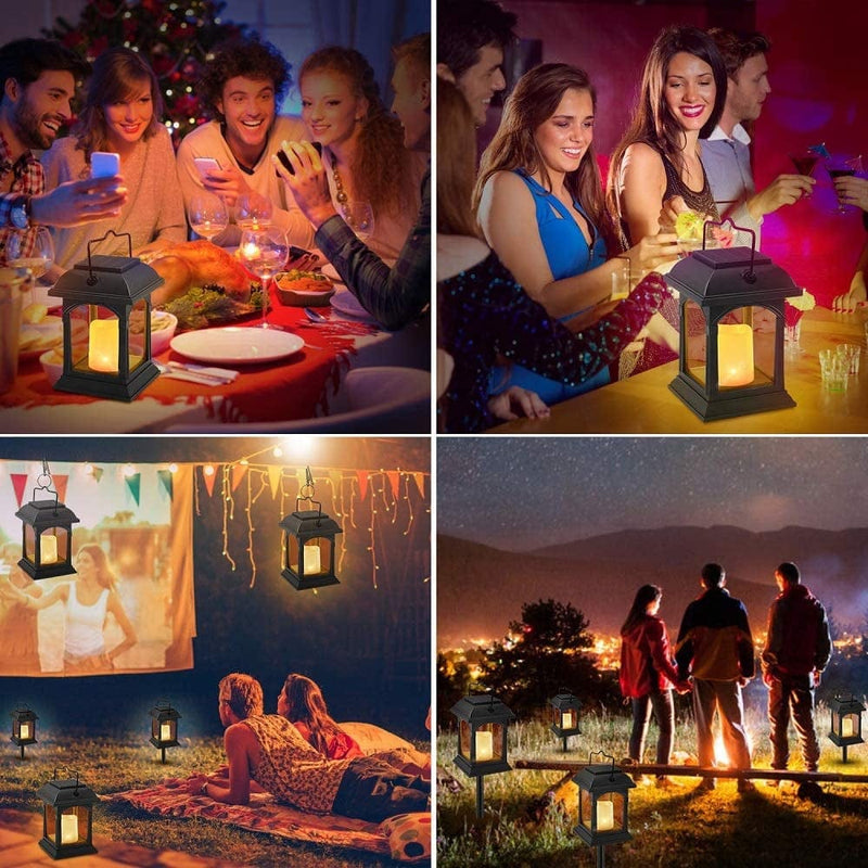Solar Lanterns Outdoor Hanging Solar Lights, ANDEFINE Decorative Solar Lawn Lamp Flickering Candle Effect Light with Stake for Garden/Patio/Yard/Table/Umbrella/Landscape (4 Pack) Home & Garden > Lighting > Lamps ANDEFINE   