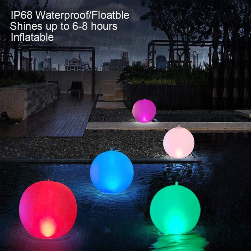 Solar LED Lights Inflatable, 14" Floating Pool Lights Waterproof Color Changing Hangable Ball Light for Pond Pool Beach Garden Backyard, Patio Decorative Night Light, Event Party as Mood Light-1Pcs Home & Garden > Pool & Spa > Pool & Spa Accessories Rukars   