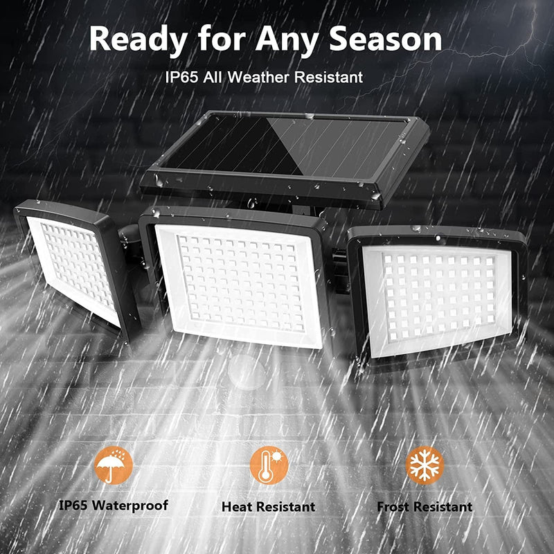Solar Lights Outdoor,Wwimy 210 LED 2500LM Motion Sensor Lights with Remote Control, 3 Heads Security LED Flood Light, IP65 Waterproof, 270° Wide Angle Illumination Wall Light with 3 Modes(2 Packs) Home & Garden > Lighting > Flood & Spot Lights WWimy   