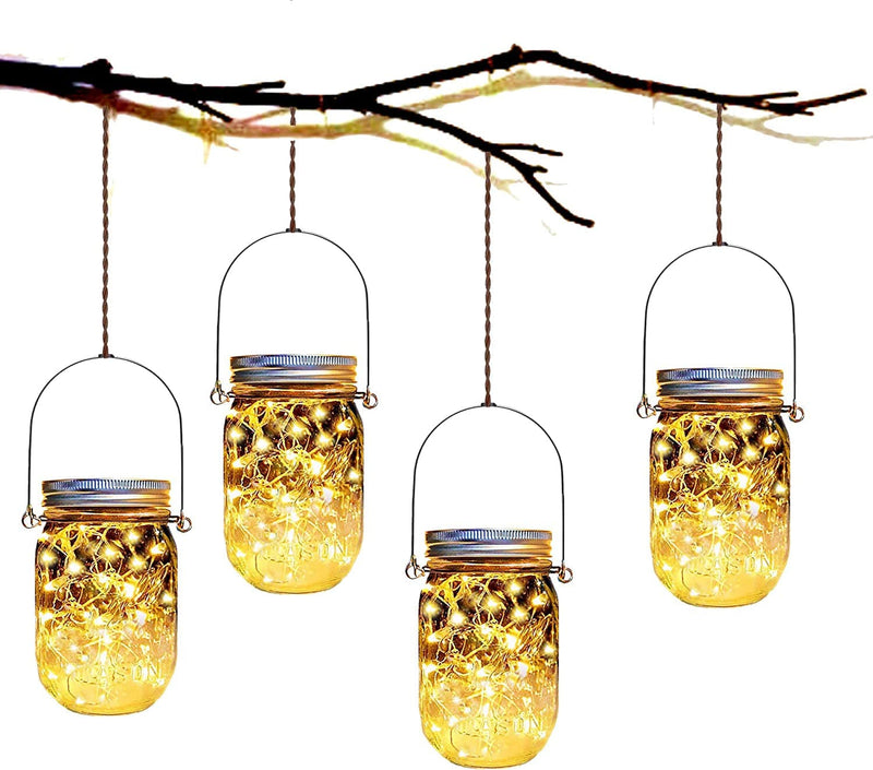 Solar Mason Jar Lights,8 Pack 30 Led Hanging String Fairy Jar Solar Lantern Lights for Outdoor Patio Garden Yard and Lawn Decoration（Hangers and Jars Included） Home & Garden > Lighting > Light Ropes & Strings Yitee   