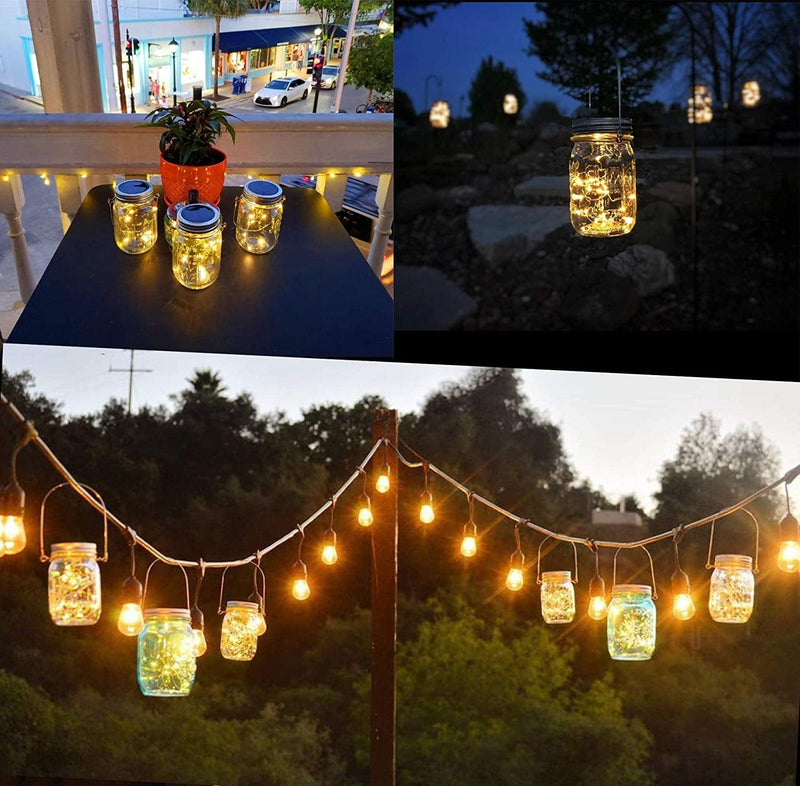 Solar Mason Jar Lights,8 Pack 30 Led Hanging String Fairy Jar Solar Lantern Lights for Outdoor Patio Garden Yard and Lawn Decoration（Hangers and Jars Included） Home & Garden > Lighting > Light Ropes & Strings Yitee   