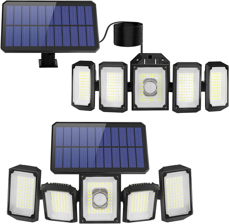 Solar Motion Sensor Lights Outdoor: LED Security Floodlight with 5 Heads Waterproof Solar Spot Lights with 4 Lighting Modes - Outdoor Indoor Solar Wall Lamp for Garden | Pathway | Garage | Shed Home & Garden > Lighting > Flood & Spot Lights TENDOVO 2 Pack  