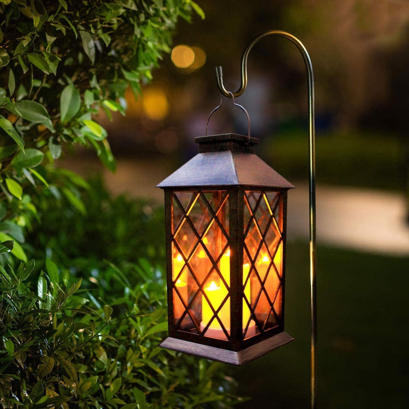 Solar Outdoor Lantern, Garden Hanging Waterproof Lanterns PVC Upgrade 3 LED Flickering Flameless Candle Decorative Lights for Garden (Grid Candle) Home & Garden > Lighting > Lamps GUANFU Grid Candle  