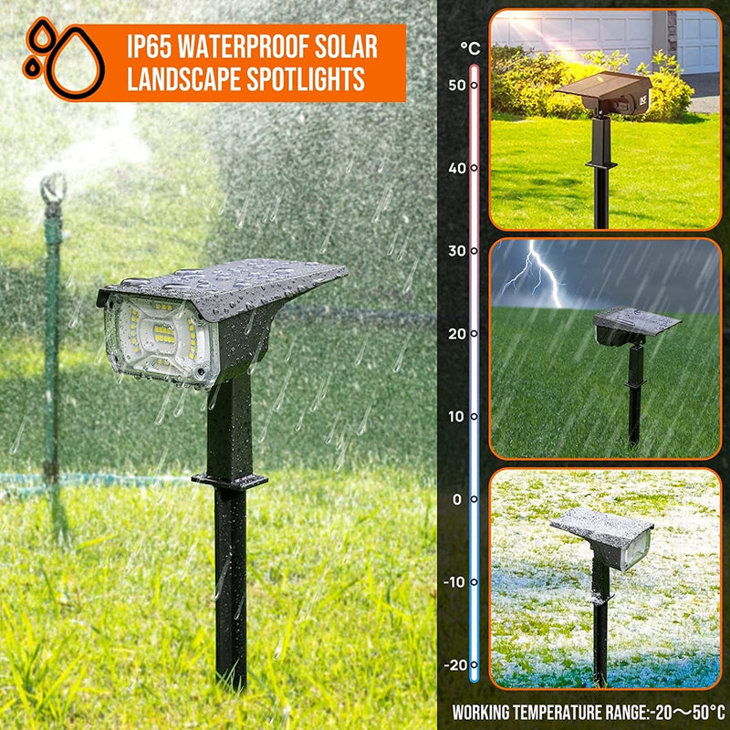Solar Outdoor Lights 40 Leds,[6 Packs/3 Modes/2-In-1] Solar Landscape Lights, Solar Spotlights Outdoor Waterproof Auto On/Off, USB & Solar Powered Solar Lights for Pathway Garden Porch Yard Pool