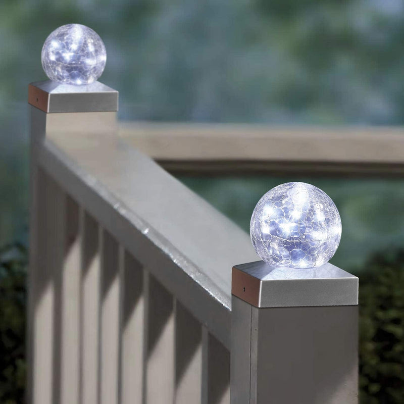 Solar Post Lights - Outdoor Post Cap Light for Fence Deck or Patio Garden Decoration- Solar Powered Gazing Ball Caps, LED Lighting, Lamp Fits 4X4 - White 4 Pack Home & Garden > Lighting > Lamps SUNNYPARK   