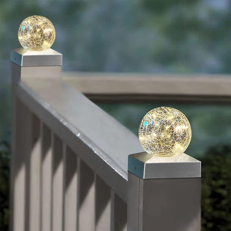 Solar Post Lights - Outdoor Post Cap Light for Fence Deck or Patio Garden Decoration- Solar Powered Gazing Ball Caps, LED Lighting, Lamp Fits 4X4 - White 4 Pack Home & Garden > Lighting > Lamps SUNNYPARK Warm White 2 Pack 