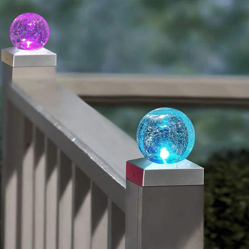 Solar Post Lights - Outdoor Post Cap Light for Fence Deck or Patio Garden Decoration- Solar Powered Gazing Ball Caps, LED Lighting, Lamp Fits 4X4 - White 4 Pack Home & Garden > Lighting > Lamps SUNNYPARK Color Changing 2 Pack 