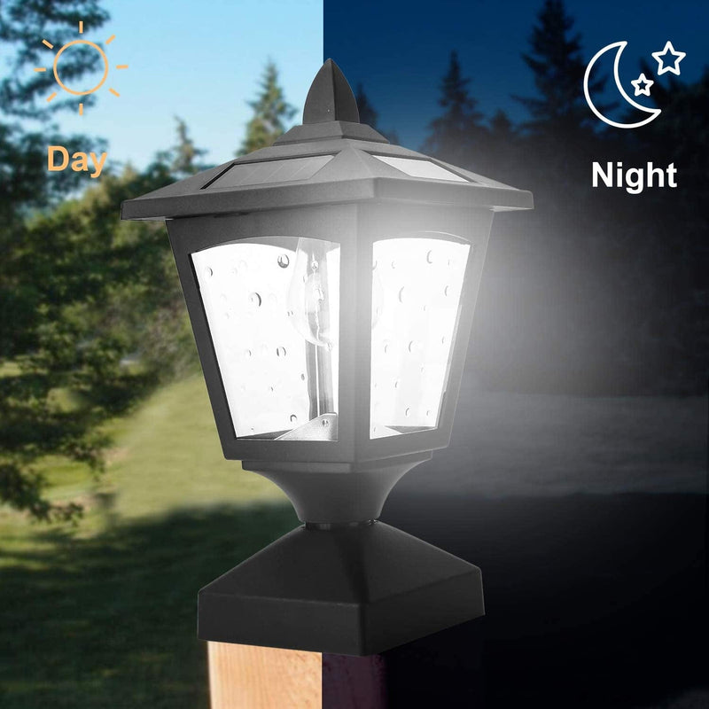 Solar Post Lights Outdoor, Solar Lamp Post Cap Lights for Wood Fence Posts Pathway, Deck, Pack of 2 Home & Garden > Lighting > Lamps Greluna   