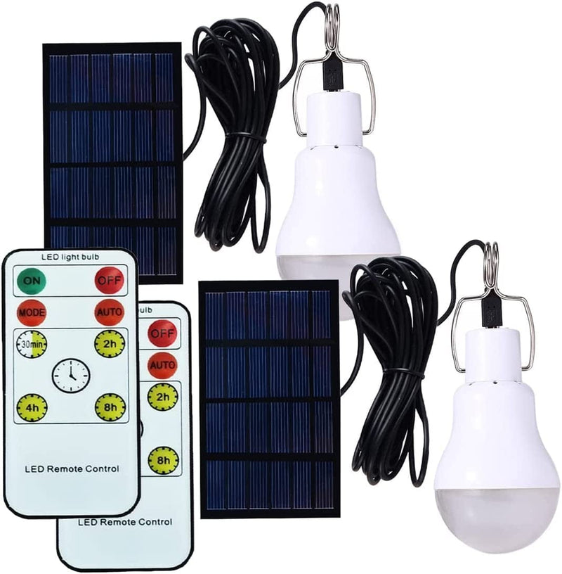 Solar Powered Lamp Portable Led Bulb Lights Solar Energy Panel Led Lighting for Camp Tent Night Fishing Emergency Lights Flash 350Lm(Pack of 2) Home & Garden > Lighting > Lamps All Best Co.,Ltd Pack of 2+remote Control  