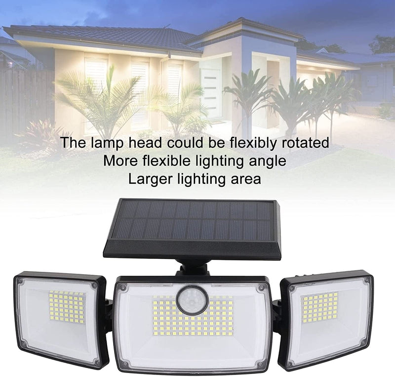 Solar Sensor Lamp, Flexible Sensitive Polysilicon Panel 6W IP65 Waterproof 3 Heads Solar Wall Light for Courtyard Home & Garden > Lighting > Lamps Demeras   