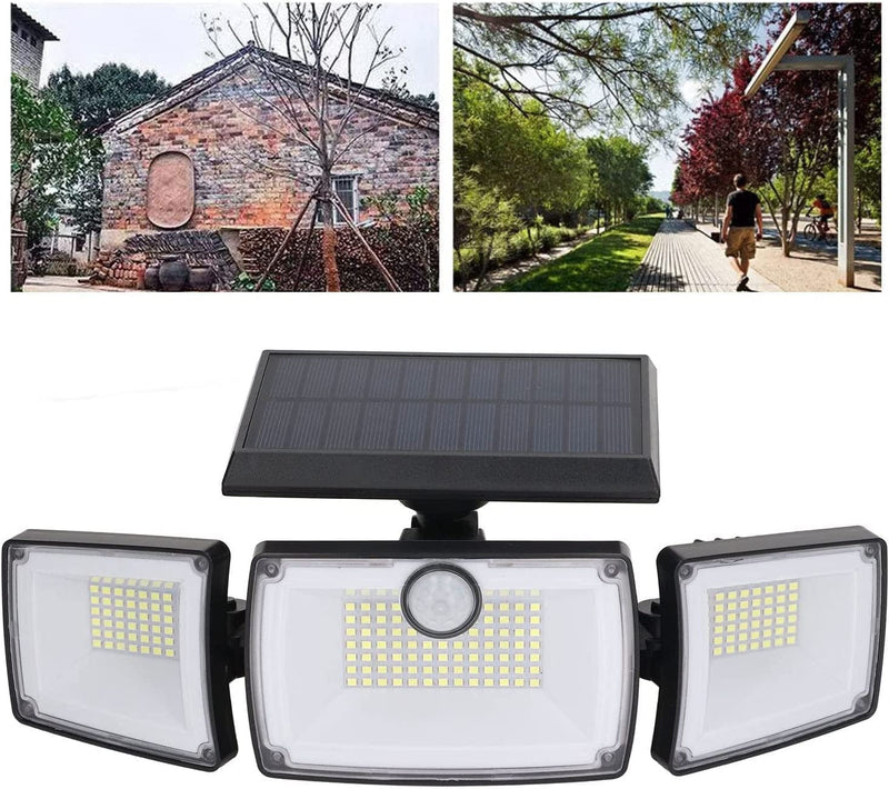 Solar Sensor Lamp, Flexible Sensitive Polysilicon Panel 6W IP65 Waterproof 3 Heads Solar Wall Light for Courtyard Home & Garden > Lighting > Lamps Demeras   