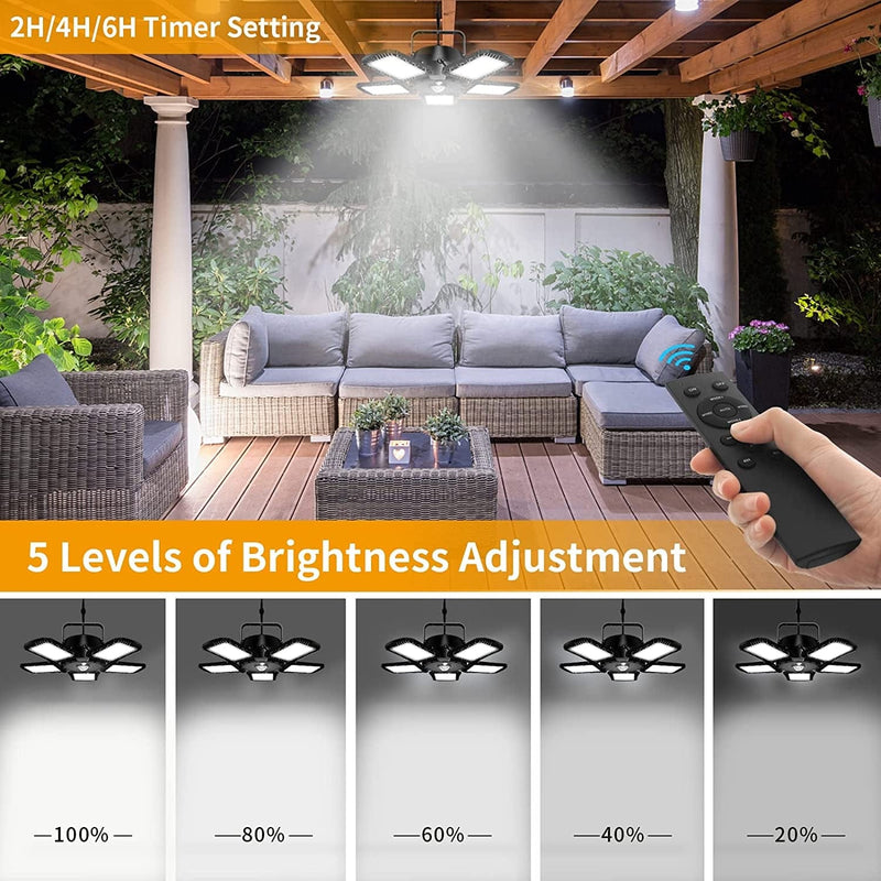 Solar Shed Light Outdoor Indoor Daytime Work Light AEQ Solar Pendant Light with Remote Control, Adjustable Solar Powered Indoor Lamp with Motion Sensor/Timer/6 Modes for Shed Garage Barn House Shop Home & Garden > Lighting > Lamps AEQ   