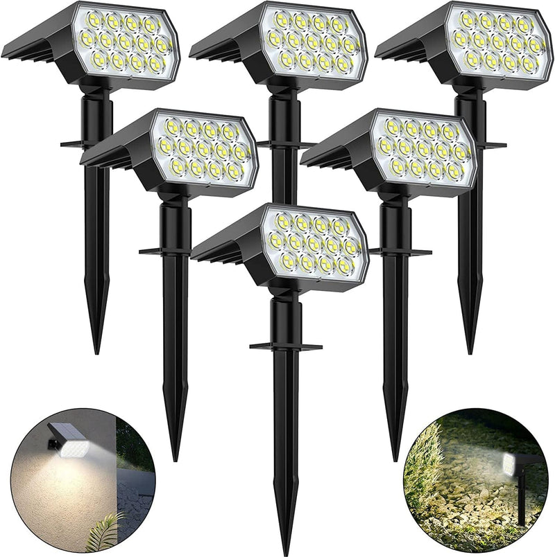 Solar Spot Lights Outdoor, [6 Pack/52 LED/3 Modes] 2-In-1 Solar Landscape Spotlights, WELALO Solar Powered Flood Security Light, IP65 Waterproof Wall Light for Walkway Yard Garden Driveway(Cool White) Home & Garden > Lighting > Flood & Spot Lights WELALO ‎Cool White 6 Pack 