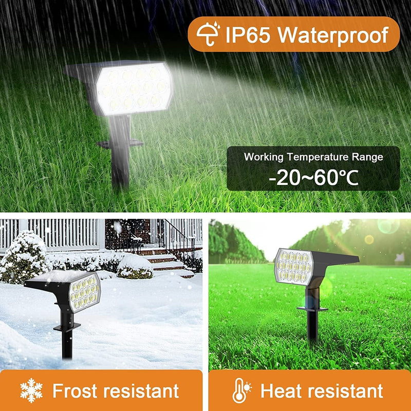 Solar Spot Lights Outdoor, [6 Pack/52 LED/3 Modes] 2-In-1 Solar Landscape Spotlights, WELALO Solar Powered Flood Security Light, IP65 Waterproof Wall Light for Walkway Yard Garden Driveway(Cool White) Home & Garden > Lighting > Flood & Spot Lights WELALO   