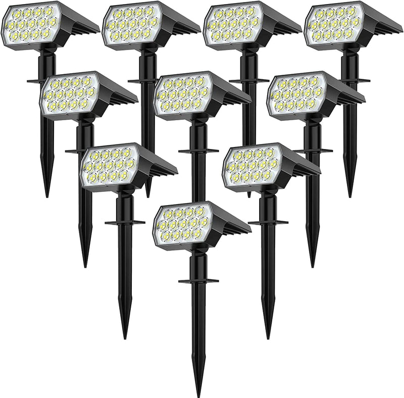 Solar Spot Lights Outdoor, [6 Pack/52 LED/3 Modes] 2-In-1 Solar Landscape Spotlights, WELALO Solar Powered Flood Security Light, IP65 Waterproof Wall Light for Walkway Yard Garden Driveway(Cool White) Home & Garden > Lighting > Flood & Spot Lights WELALO Cool White 10 Pack 