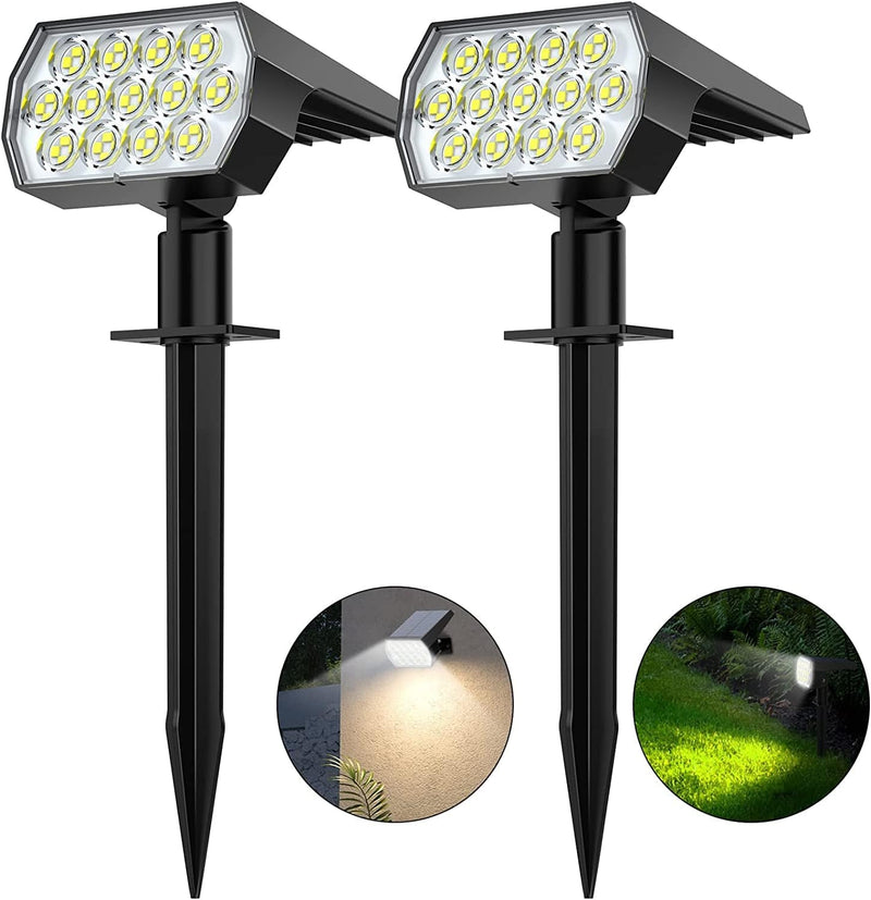 Solar Spot Lights Outdoor, [6 Pack/52 LED/3 Modes] 2-In-1 Solar Landscape Spotlights, WELALO Solar Powered Flood Security Light, IP65 Waterproof Wall Light for Walkway Yard Garden Driveway(Cool White) Home & Garden > Lighting > Flood & Spot Lights WELALO ‎Cool White 2 Pack 