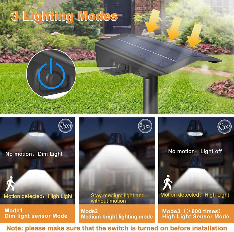 Solar Spot Lights Outdoor Motion Sensor 2 Pack, IP67 Waterpoof Solar Landscape Spotlights 2-In-1 Bright Solar Outdoor Lights, 3 Lighting Mode LED Solar Garden Lights for Pathway Yard Wall(Cool White) Home & Garden > Lighting > Flood & Spot Lights Kousbar   