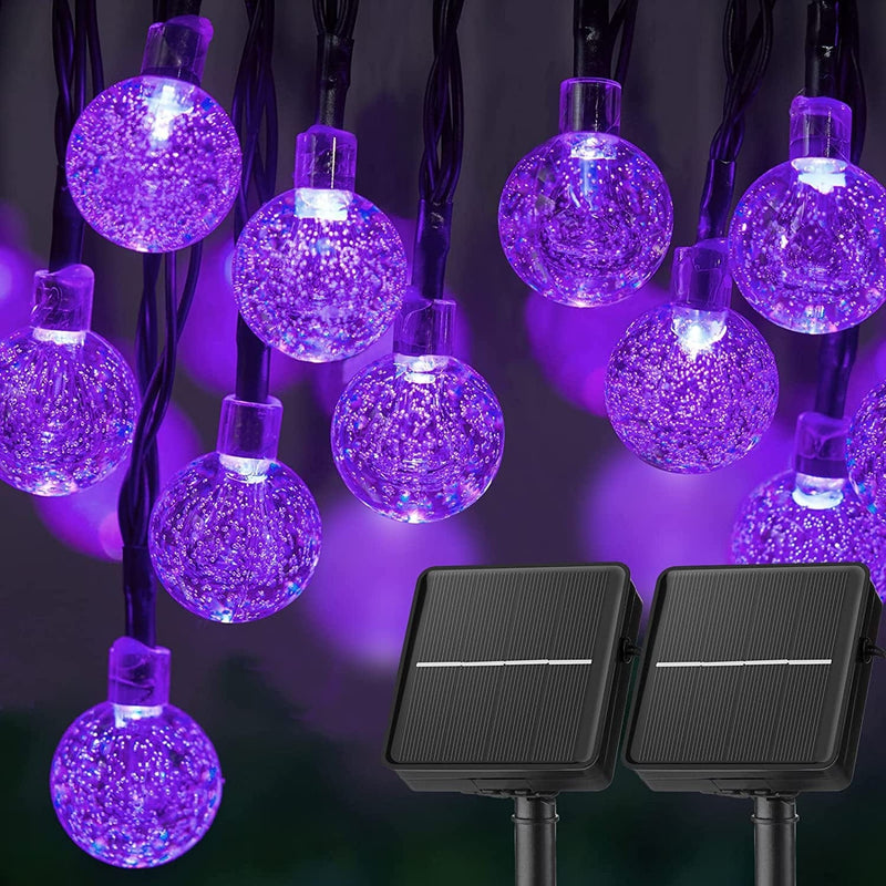 Solar String Lights Outdoor 60 Led 35.6 Feet Crystal Globe Lights with 8 Lighting Modes, Waterproof Solar Powered Patio Lights for Garden Yard Porch Wedding Party Decor (Warm White) Home & Garden > Lighting > Light Ropes & Strings Brightown Purple Lights 2 pc