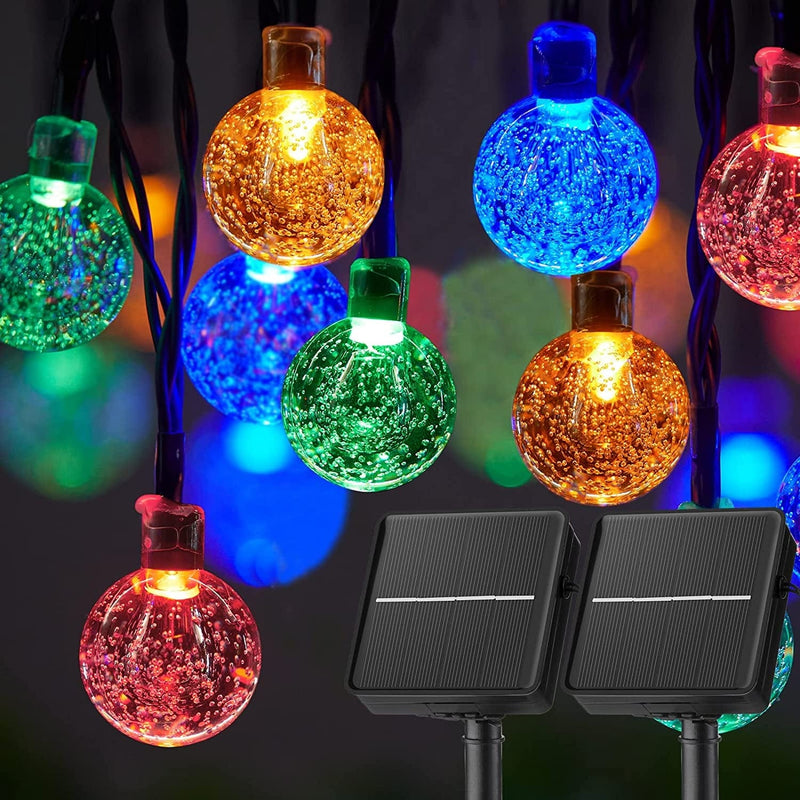 Solar String Lights Outdoor 60 Led 35.6 Feet Crystal Globe Lights with 8 Lighting Modes, Waterproof Solar Powered Patio Lights for Garden Yard Porch Wedding Party Decor (Warm White) Home & Garden > Lighting > Light Ropes & Strings Brightown Multicolor Lights 2 pc