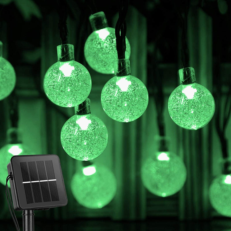 Solar String Lights Outdoor 60 Led 35.6 Feet Crystal Globe Lights with 8 Lighting Modes, Waterproof Solar Powered Patio Lights for Garden Yard Porch Wedding Party Decor (Warm White) Home & Garden > Lighting > Light Ropes & Strings Brightown Green Lights 1 pc