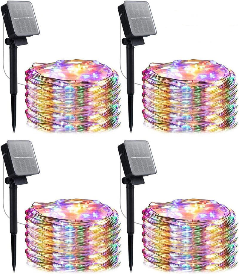Solar String Lights Outdoor Waterproof, 4 Packs Each 33 Ft 100 LED Solar Fairy Lights with 8 Modes, Twinkle Solar Powered Outdoor Lights for Patio Yard Trees Wedding Christmas, Warm White Home & Garden > Lighting > Light Ropes & Strings Brightown Multicolor  