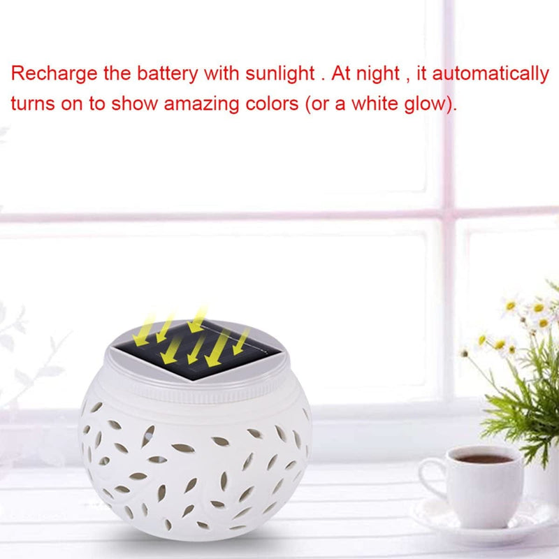 Solar Table Lamp, Waterproof Wireless Color Changing Ceramic Patio Lights, Garden Lights, Filigree Lights, for Home Party Yard Patio Outdoor Indoor Decoration Night Lamp Home & Garden > Lighting > Lamps Hoshine   