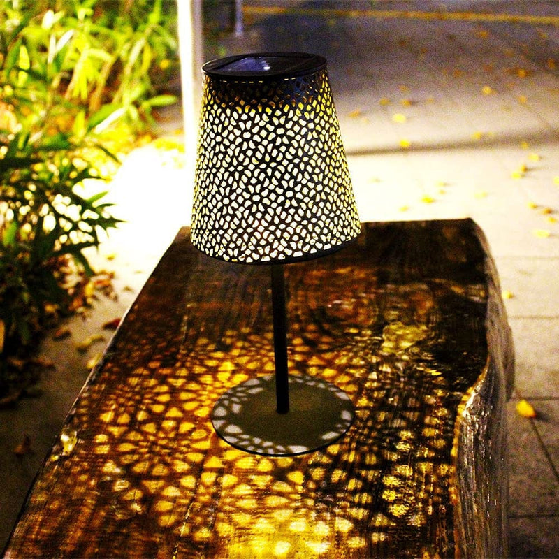 Solar Table Lantern, Solar Garden Lights Outdoor Waterproof, Metal LED Decorative Lanterns,Solar Desktop Decoration Table Lamp, with Hollowed-Out Design(1 Pack) Home & Garden > Lighting > Lamps GUANFU   